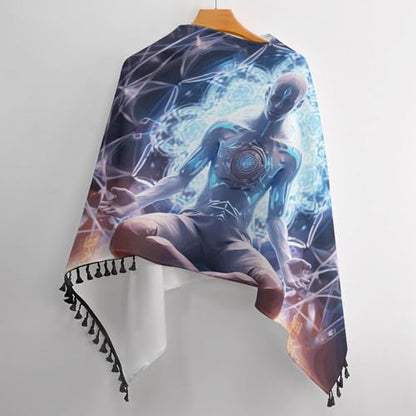 Meditation Energy Shawl Tassel Shawl Cape Vintage Cape Women's Shawl Poncho Knitted Cape Wrap Poncho