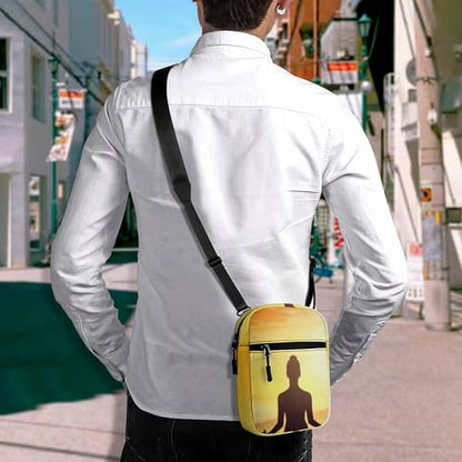 Yoga Meditation Oxford Cloth Ammo Crossbody Shoulder Bag Medic Bag Classic Small Messenger Crossbody Bag Unisex Classic Canvas Shoulder Bag for Women, Bookbag for Work