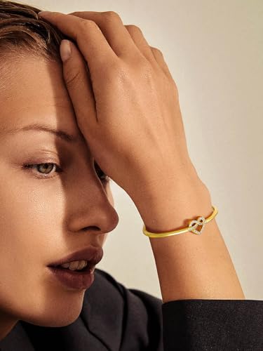 U7 Unisex Simple Cuff Bracelet 18K Real Gold Platinum Plated Fine Bracelets Fashion Jewelry Open Bangle Cuff Bracelets, Twisted or Heart Style - color: E.CZ Knot Bracelet-Gold