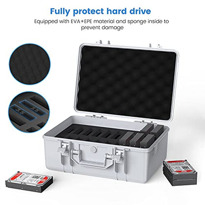 ORICO Hard Drive Case 3.5inch 20-Bay HDD/SSD Multi-Protection Storage Suitcase with Foam Hard Case Shockproof Anti-Static MoistureProof Carrying Box-PSC L20