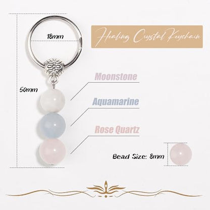 Healing Crystal Keychain Gift for New Beginnings Calming Anxiety Luck Protection Natural Gemstone Keychain for Women - color: Healthy Pregnancy