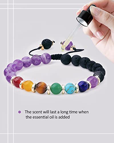 Anxiety Spiritual Stress Relief Fidget Chakra Healing Crystals Beaded Bracelets Mindfulness Meditation Essential Oils Accessories Gifts for Women Men - color: Lotus Chakra