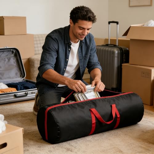 Extra Large 600D Oxford Waterproof Sports Duffle Bag 2-Way Zippers 59×14.9 Inch Large Foldable Storage Bag for Folding Bed, Mattress, Duvet, Camping Chair, Beach Umbrella (1 Pack) - size: 59*15 inch