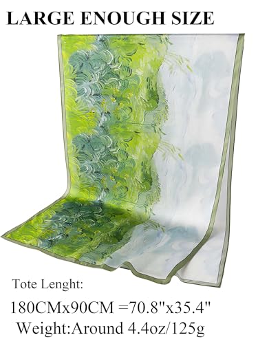 Large Shawl Scarf For Women Lightweight Wraps Silky Headscarf Long Sunscreen Scarfs - color: T15 Green Prairie Stroll / 70"x 35"