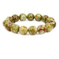 Keleny Natural Gem Semi Precious Gemstones 14mm Round Beads Crystal Stretch Bracelets 7 Inch Unisex - color: 14mm Green Serpentine