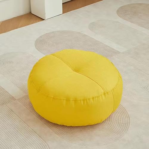 Round Floor Pillow Meditation Cushion for Sofa Bed, Adults Kids Office, Yellow