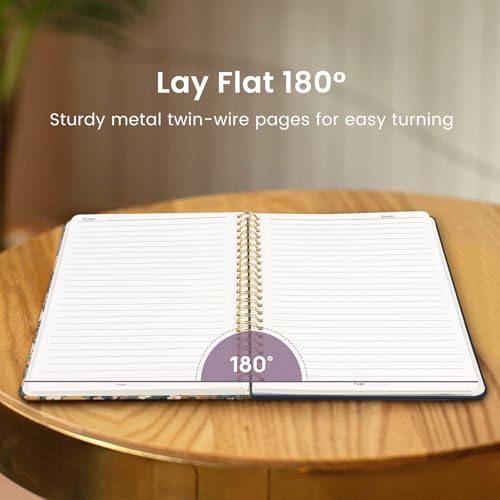 Lined Spiral Journal Notebook for Women, A5 Cute College Ruled Hardcover Notebook for Work & Note Taking, Pretty Journal for Writing, 140 Pages, Flower Garden