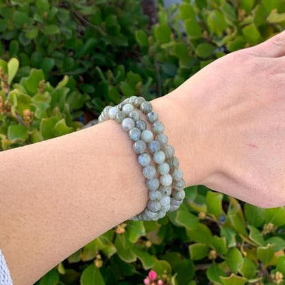 Adabele 1pc Natural Stretch Gemstone Bracelet 6mm (0.24 Inch) Bead 7" 7.5" 8 inch Healing Crystal Quartz Energy Chakra Jewelry Women Birthday Gift - color: Labradorite (light grey), size: 8 inch