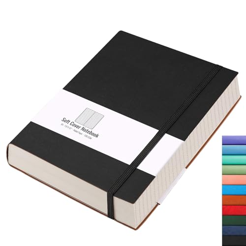 Lined Journal Notebook - 320 Numbered Pages Thick Journals for Men, Large B5 College Ruled Notebook for Writing, 100gsm Thick Paper, Leather Softcover, for Women Work School, 7.6'' X 10''-Black - color: Black, size: B5