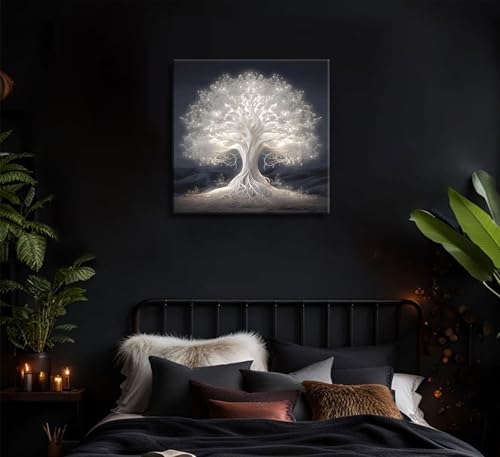 Tree of Life Canvas Wall Art Abstract Myth Tree of Life Painting Picture Wall Decor Spiritual Poster Print Artwork for Living Room Office Meditation Room Bedroom Hotel Home Decoration - size: 20L" x 20W"