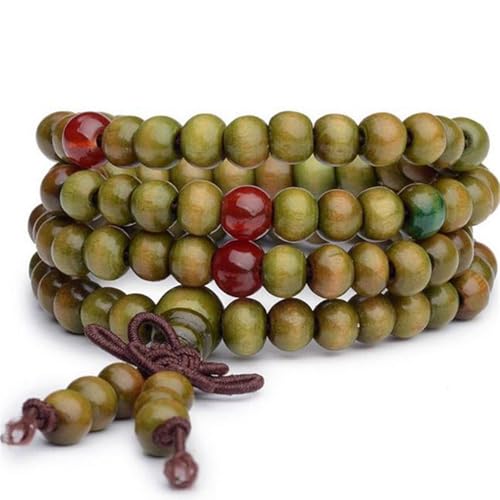 1PCS 6MM Bead Bracelets for Men and Women Unisex Mala Bracelet Beaded Tibetan Prayer Buddha Bead for Meditation - color: Green