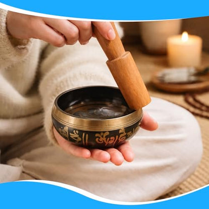3.35" Singing Bowl Set Authentic, Sound Bowl hand Hammered Ideal for Yoga, Wellness Spaces & Relaxation