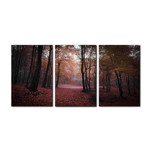Pacimo Canvas Wall Art Set of 3 - Autumn Time in a Forest Nature Wilderness - Perfect for Modern Home Decor - Ideal Wall Decor for Living Room Bedroom Bathroom and Office (16"x24"x3) - color: Wallart-01, size: 16" x 24" x 3 panels