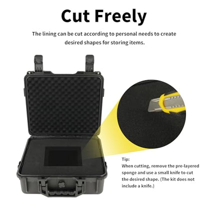 Portable Hard Case - Waterproof Carrying Case,with DIY Foam,Medium,12.8 * 11.6 * 4.7 inch - size: Medium