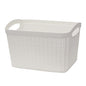 JVL Knit Design Loop Plastic Rectangular Small Storage Basket with Handles, White, 20 x 26 x 17 cm, 6.6 litres - color: White