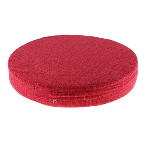6cm Portable Round Yoga Meditation Cushion - Weight Breathable Linen, Perfect for Home and Outdoor Exercise - Red