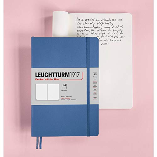 LEUCHTTURM1917 - Notebook Softcover Medium A5-123 Numbered Pages for Writing and Journaling (Plain, Powder)