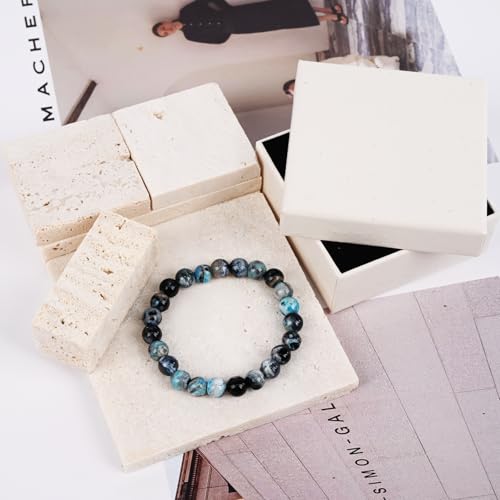 Natural Energy Healing Stone Charm Bracelet 8mm Natural Energy Healing Lava Rock Bracelet - Unisex - color: ZLY-Lake blue agate