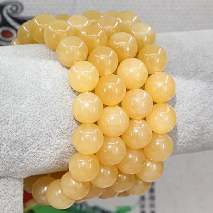 Keleny Semi Precious Stones Natural Gemstones 12mm Round Beads Crystal Stretch Bracelets 7 Inch Unisex - color: Yellow Quartzite