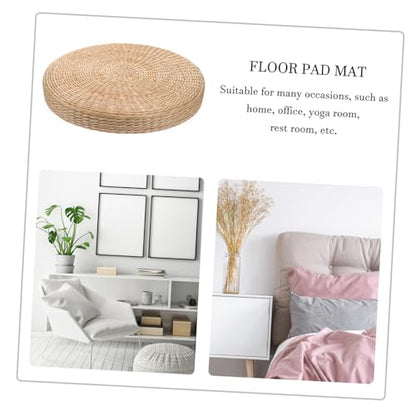 PRETYZOOM Thickened Meditation Mat Hand Woven Yoga and Meditation Cushion Rustic Zen Decor Comfortable Floor Pillow