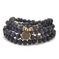 108 Natural Stone Mala Beads Yoga Jewelry Meditation Bracelet Necklace with om Charm - style: Lava