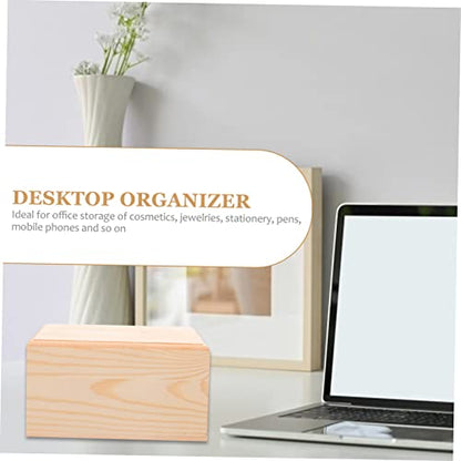 Outanaya Wooden Storage Box with Lid Square Sundries Organizer for Jewelry Gifts and More Premium Pine Material Design for Desktop Use - size: 12.5X12.5X6CM