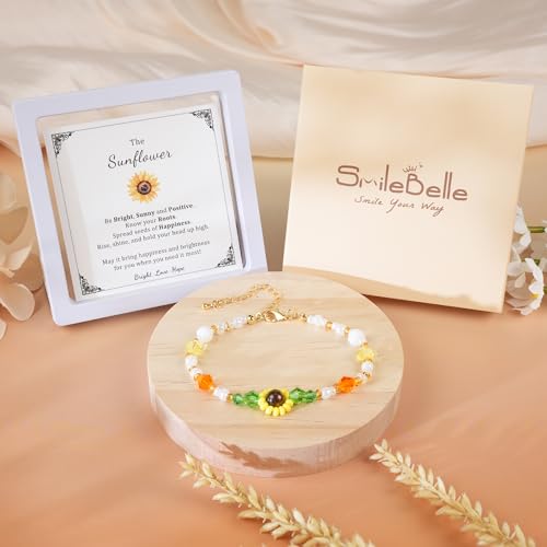 SmileBelle Protection Bracelets for Women, Pregnancy Gifts for Expecting Mom Sunflower Gifts for Women Black Tourmaline Bracelets as Healing Bracelet Sunflower Bracelet as Mother Day Gift - style: Sunflower Protection