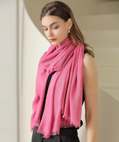 Harewom Lightweight Gauze Linen Feeling Shawl Wraps for Women Beach Summer Scarf for Evening Wedding Dresses - color: Shawl Wraps - Hot Pink