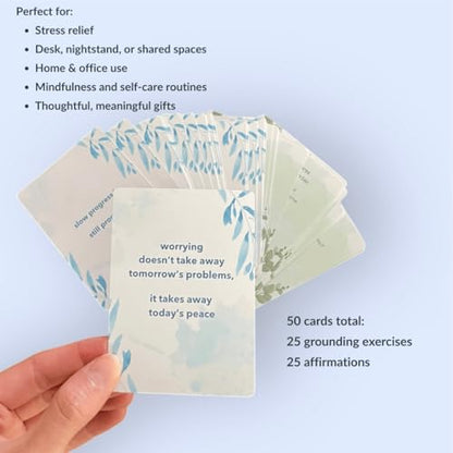 Grounding Gems Card Deck – Mindfulness and Affirmation Cards for Stress Relief, Calm & Focus
