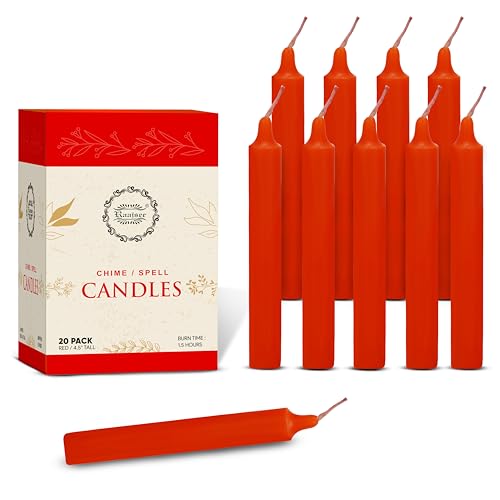 Raajsee Unscented Mini Taper Candles Pack of 20, Red | 5 Inches (H) Dinner Candle Sticks| Smokeless, and Dripless| Paraffin Wax with Cotton Wicks | Long Burning Time - color: Red, size: 5 Inch - Pack of 20