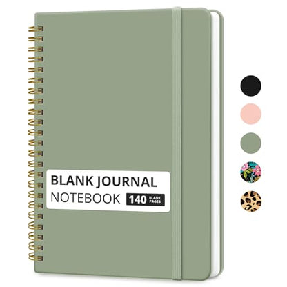 Taja Blank Spiral Journal Notebook for Women & Men, 140 Pages, Sketch Book, Plain Notebook for Drawing & Sketching, Journals for Creative Writing, A5(5.7" x 7.9") – Green - color: A.Green, style: d-Blank