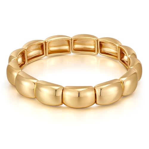 FAMARINE Gold Silver Chunky Bangle Bracelet for Women Men