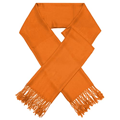 Glory Max Women Large Soft Silky Pashmina Shawl Wrap Scarf in Plain Solid Colors - color: Orange