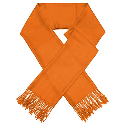 Glory Max Women Large Soft Silky Pashmina Shawl Wrap Scarf in Plain Solid Colors - color: Orange