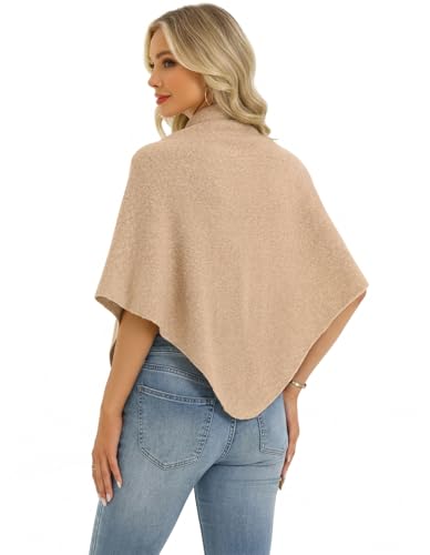 Shawl Wraps Women Pashmina Cardigan Triangle Cape Knit Shoulder Top Sweater Scarf for Fall Winter - color: 01 Light Orange