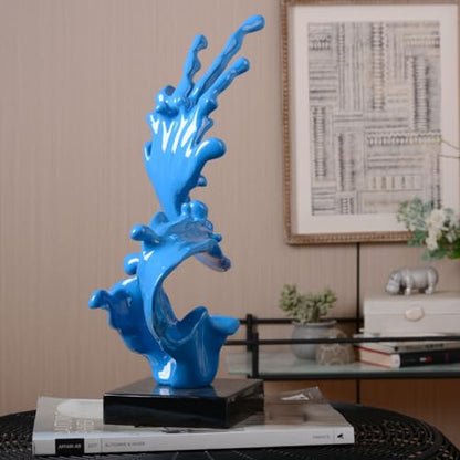 HAUCOZE Modern Sculpture Decor Abstract Sea Wave Figurine Home Art Table Centerpiece Gift for Bedroom Living Room Polyresin 16.1 Inch
