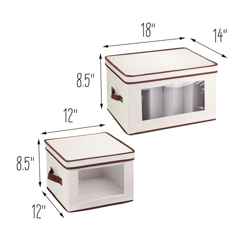 Honey-Can-Do 2-Pack Closet Fabric Storage Box with Lid, Clear-View Window and Removable Dividers, Natural SFT-09986 Natural