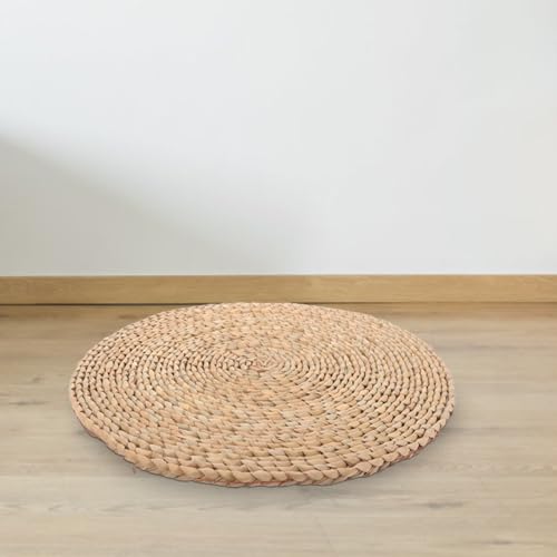 Natural Woven Meditation Cushion Floor Pillow 20x20cm Handmade Round Straw Sitting Mat for Yoga Zen Practice and Home Décor