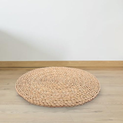 Natural Woven Meditation Cushion Floor Pillow 20x20cm Handmade Round Straw Sitting Mat for Yoga Zen Practice and Home Décor