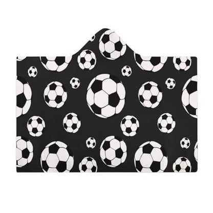 Soccer Balls Football Large Size Comfortable Hooded Blanket, Warm Blanket 40"x50" - color: Soccer Balls Football, size: 40"x50"