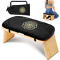 Hihealer Folding Bamboo Meditation Bench with Cushion & Carry Bag – Ergonomic Yoga and Prayer Stool for Comfort and Posture Support (Black)