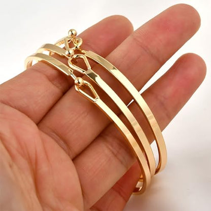 Dainty Gold Bar Bracelets for Women 18K Gold Plated Handmade Minimalist Bangle Adjustable Simple Delicate Cuff Bangle Hook Bracelets Trendy Jewelry Gifts - color: Gold