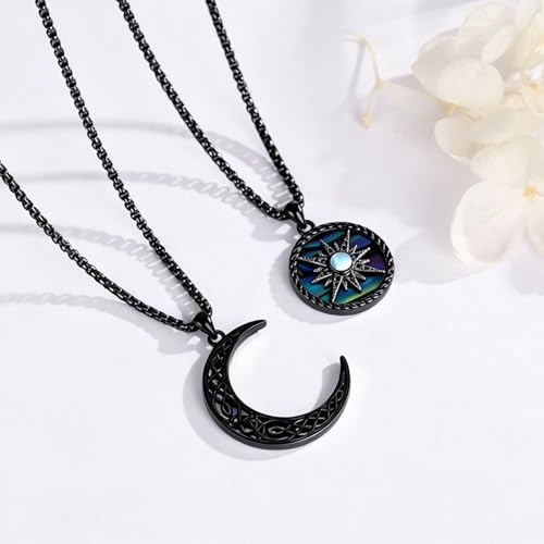 Yin Yang Necklaces for Women Men 925 Sterling Silver Pendant Necklace Yin Yang Jewelry for Women Men Couples - style: Sun moon#8