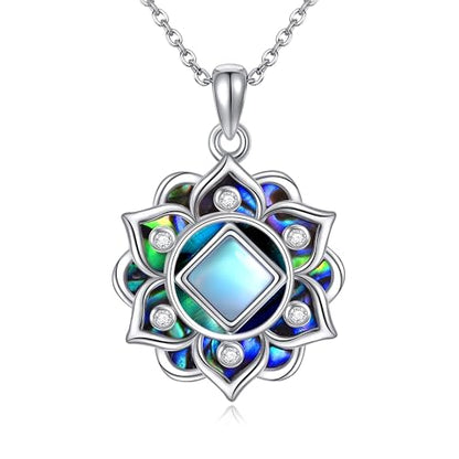 ONEFINITY Lotus Necklace 925 Sterling Silver Moonstone Pendant Necklace Yoga Lotus Jewelry for Women - style: NA lotus