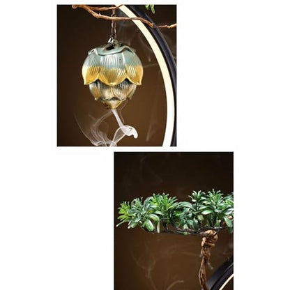 Faux Tree Chinese Zen Backflow Incense Burner Office Decoration Sand Table Rockery Creative Home Living Room Entrance Decoration Faux Plants Indoor