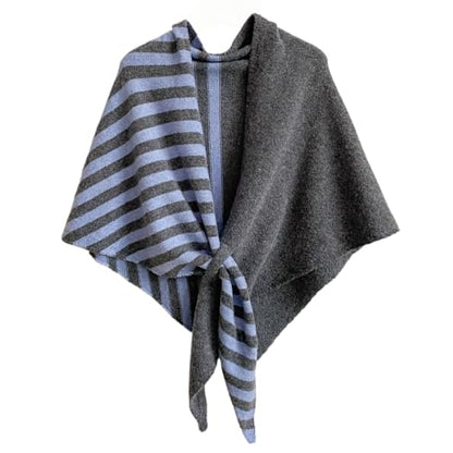 WaJuemy Pashmina Shawl Wraps for Women Cross Sweater Shawls and Wraps Cardigan Cape Front Poncho Knit Cashmere Sweater Shawl - color: 18 Skyblue/Grey Half