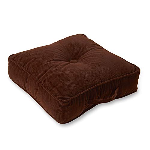 Greendale Home Fashions Omaha Corduroy 21" Square Floor Pillow with Carry Handle, Pecan - color: Pecan