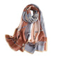 100% Mulberry Silk Long Scarf for Women Large Shawls for Headscarf and Neck- Oblong Hair Wraps with Gift Packed - color: Belts-blue&brown