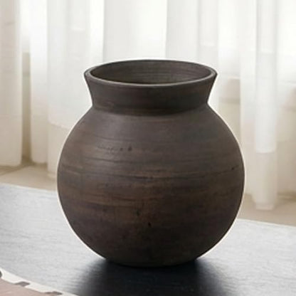 LB2 Brown Ceramic Large Vase, 13" Tall Zen Style vase, Terra Cotta Pitcher, Distressed Farmhouse Decor, Pottery Decorative Flower for Home Decor