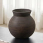 LB2 Brown Ceramic Large Vase, 13" Tall Zen Style vase, Terra Cotta Pitcher, Distressed Farmhouse Decor, Pottery Decorative Flower for Home Decor